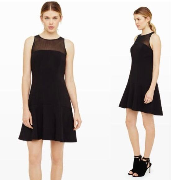 Club Monaco Lorna sheer sleeveless trumpet black dress size 2 - Picture 1 of 7